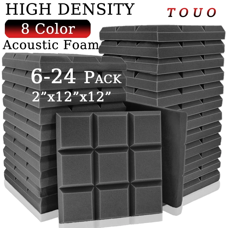 Студийная акустическая пена TOUO 6, 12, 24 шт., высокая плотность, Звуконепроницаемая пена, Настенная звукоизоляция, для спальни, акустическая обработка, домашние аксессуары