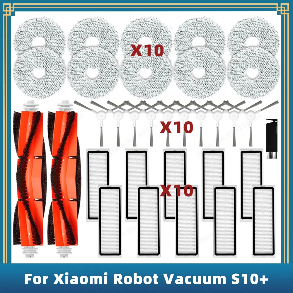 Compatible For Xiaomi Robot Vacuum S10+ / S10 Plus B105 Spare Parts Accessories Main Side Brush Hepa Filter Mop Rag Cloth