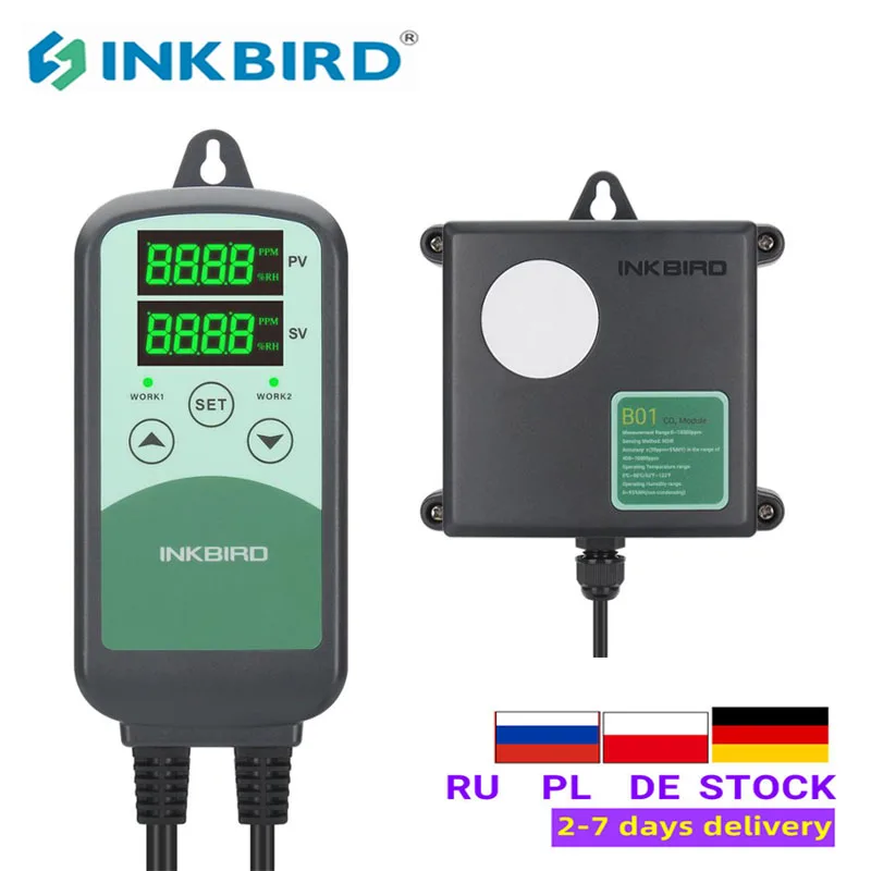 Inkbird Icc-500T Controller Digitale Del Sensore Di Co2 Monitor Programmabile Del Controller Di Co2 Ventilazione Delle Industrie Del Bestiame Agricolo