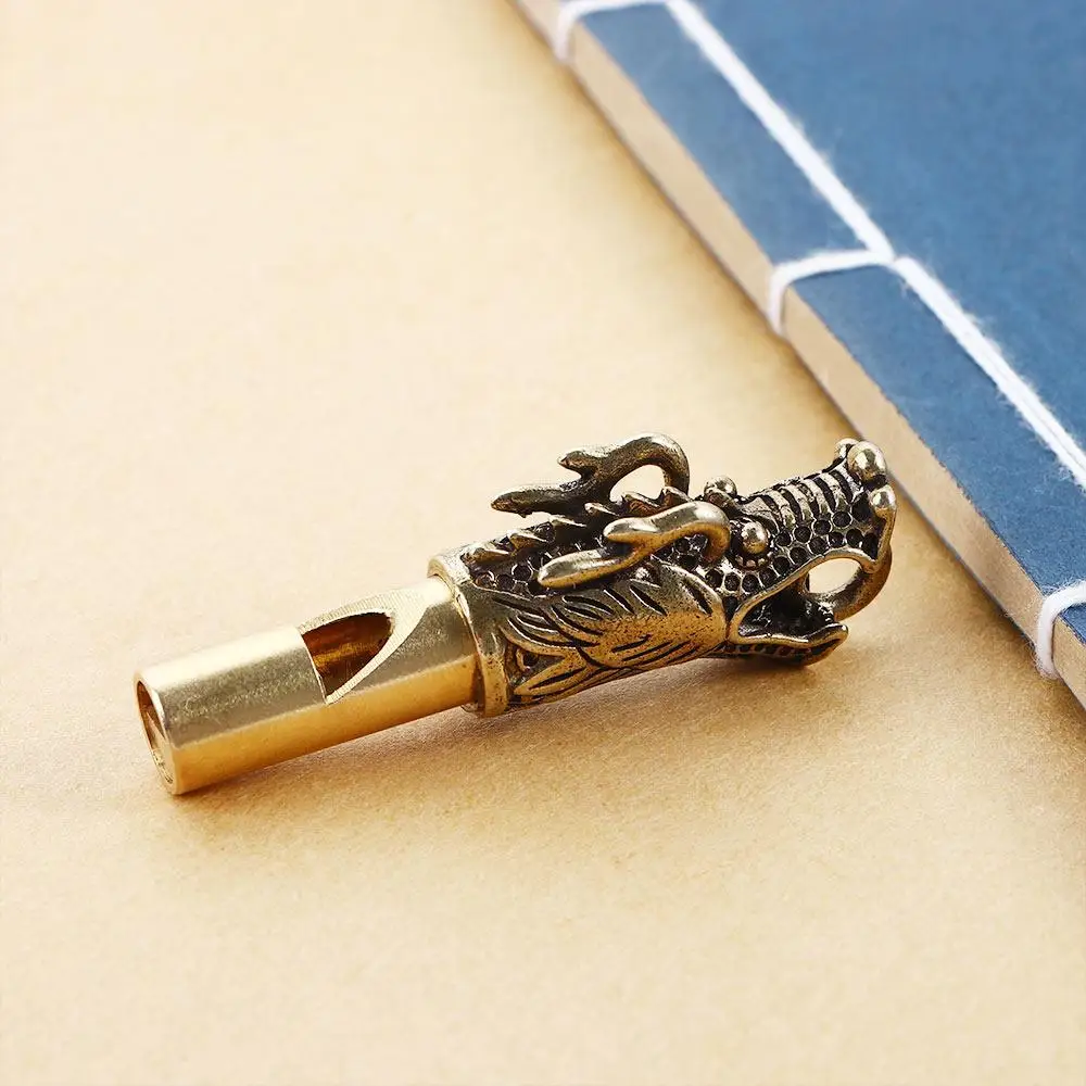 Multifunction Portable Whistle Handmade Brass Dragon Head Whistle Car Keys Chains Pendants Men Women Outdoor Survival Tools