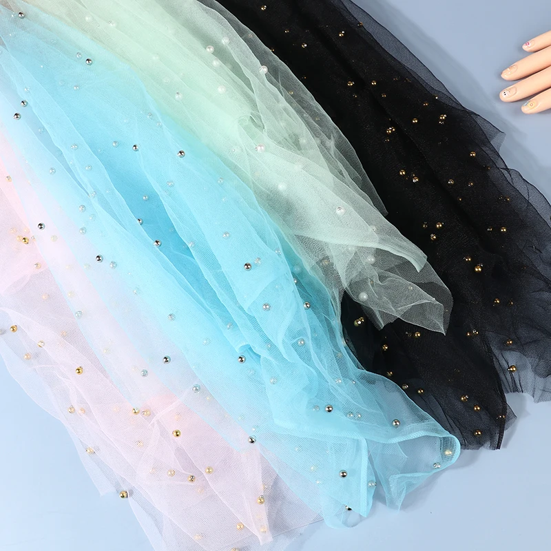 Photo Backdrop 1PC 100x75cm Nail Photo Shooting Props Gauze with Pearl Photography Background Tulle Item Fotografia Backdrops Decor Materials