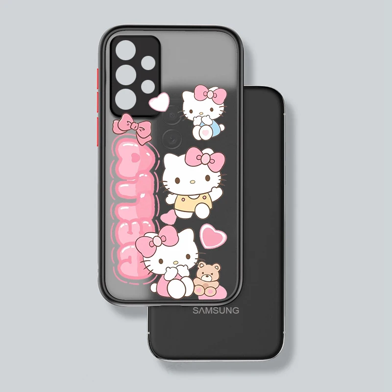 thumbnail image 1 of Bonita funda de teléfono Hello kitty para Samsung S23, S22, S21, S20 FE, S10, S9, S8 Plus, Ultra Pro, 5G, cubierta translúcida esmerilada, 1 of 5