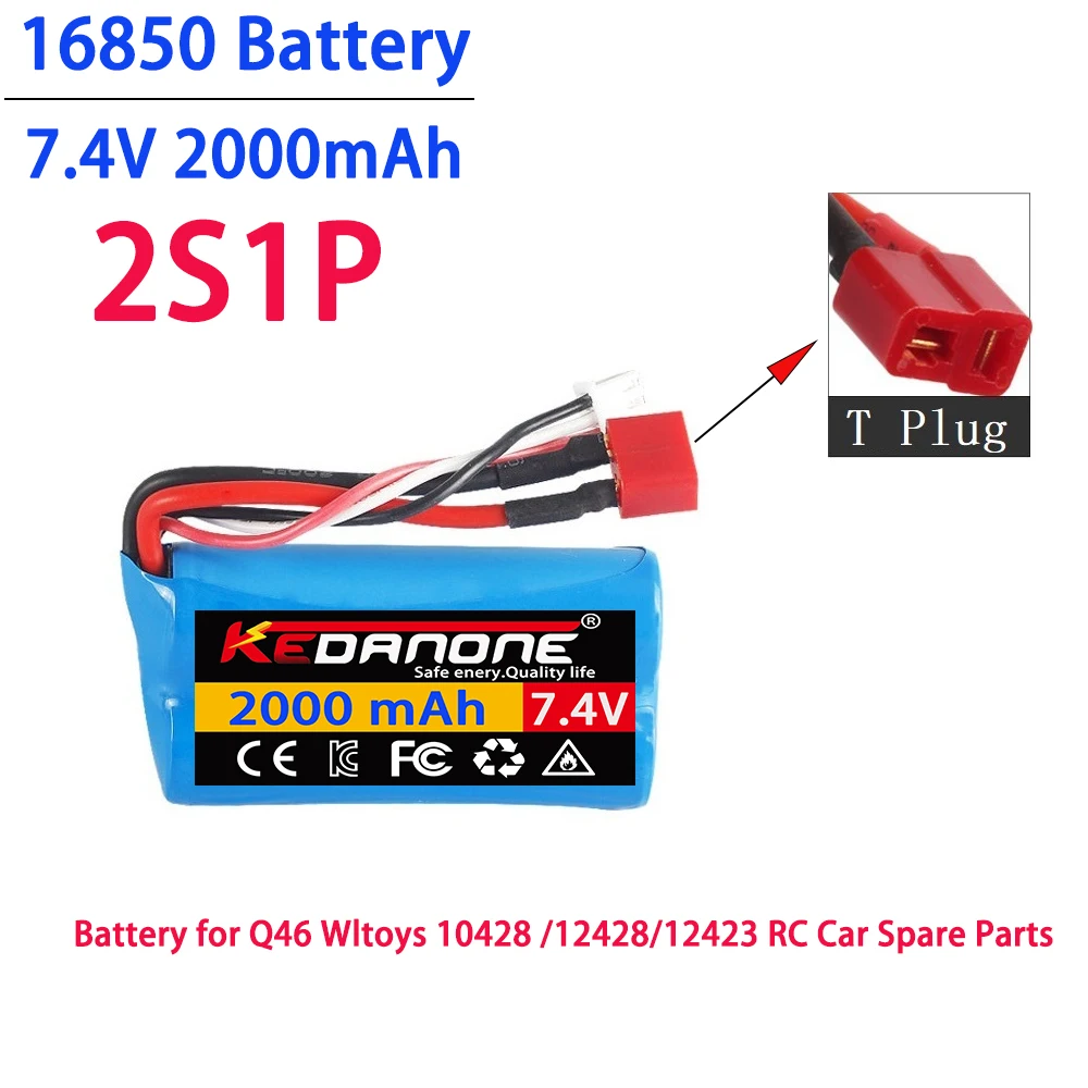 2S1P 7,4 в 2000 мАч/3000 мАч/12428 мАч 1865 0 перезаряжаемая батарея lelipo 2S TPlug для Q46 Wltoys10428/12423RC автомобильные запасные аксессуары