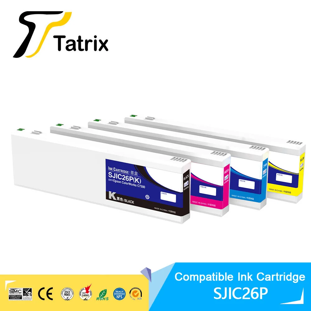 Tatrix Compatible With SJIC26P Epson TM-C7500 Ink Cartridge For Epson Colorworks C7500 Label Printer Full with 300ml Pigment Ink