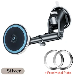 Magnetic Car Phone Holder and Stand - MagSafe Compatible (MagsafeU 30XI Silver)