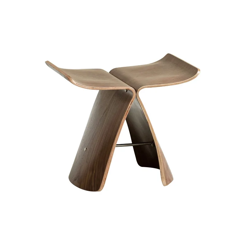 Стул из массива дерева для гостиной IHOME, простой складной стул в скандинавском стиле с бабочками для обуви, маленький табурет