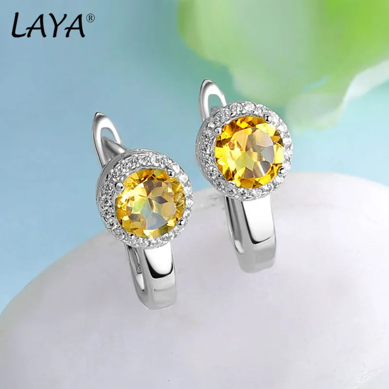 Laya 100% 925 Sterling Silver Millennium Cut Vintage Gemstone Natural Citrine Orecchini Per Le Donne Fidanzamento Di Nozze Gioielleria Raffinata