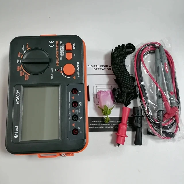

Цифровой тестер сопротивления изоляции VICI VC60B с ЖК-дисплеем 1000 В Мегаомметр изоляция 0-2000M Ом Высокое напряжение короткое замыкание Входная сигнализация