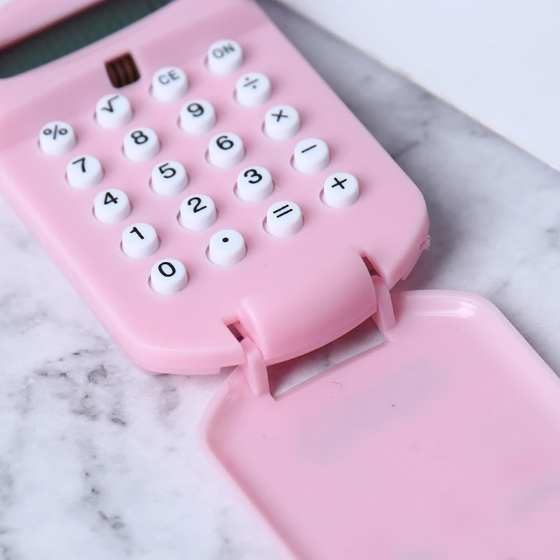 Mini calculatrice numérique portable, Kawaii, affichage de poche, dessin animé mignon, porte-clés créatif, fournitures de bureau