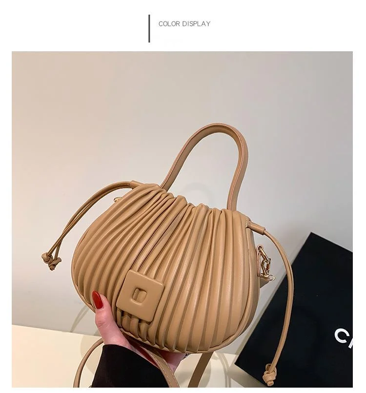 Borsa a secchiello plissettata da donna borsa a tracolla versatile_voghion.com