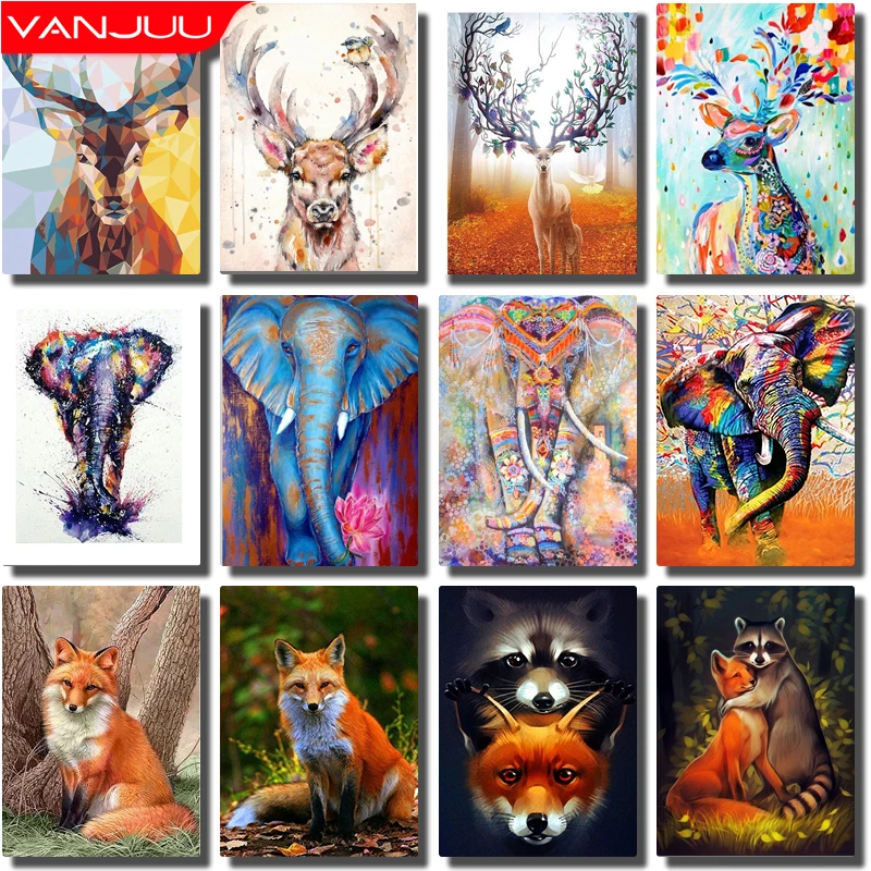 

Animal 5D DIY Diamond Painting Elephant Antelope Fox Full Diamond Mosaic Craft Art Cross Stitch Kit Home Decor