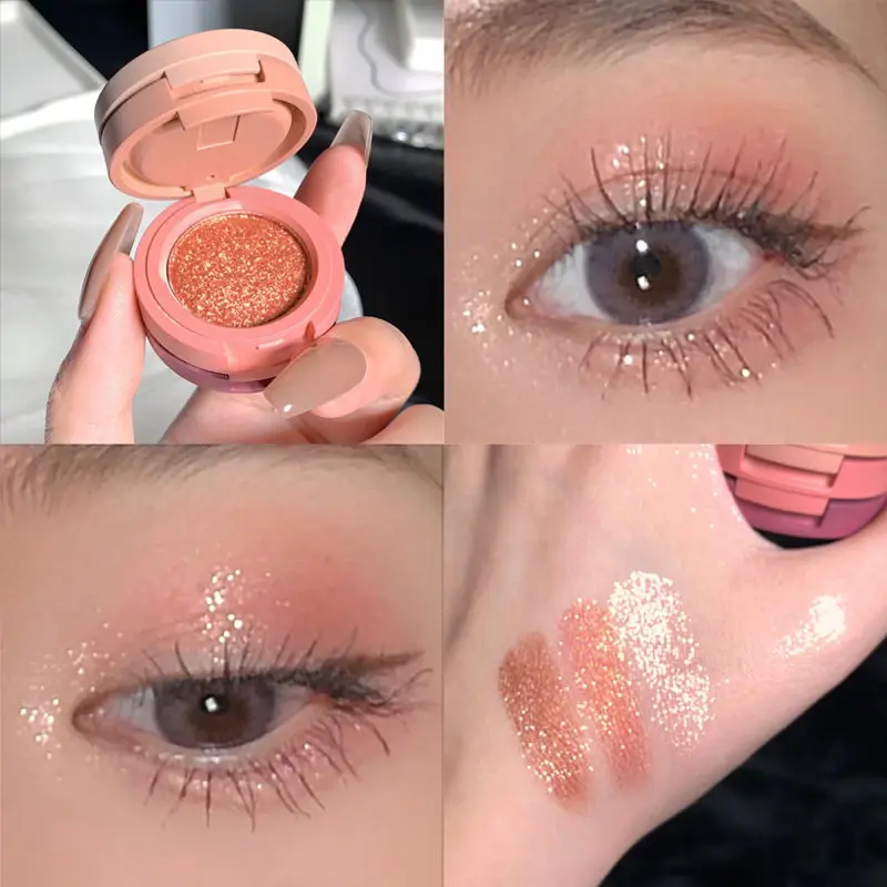 Eye Shadow Plate 3 Warna Cute Nude Glitter Eyeshadow Palette Kosmetik Pelbagai Fungsi Pembayang Mata Tricolor Pearlescent Sandwich Macaron Eyesha