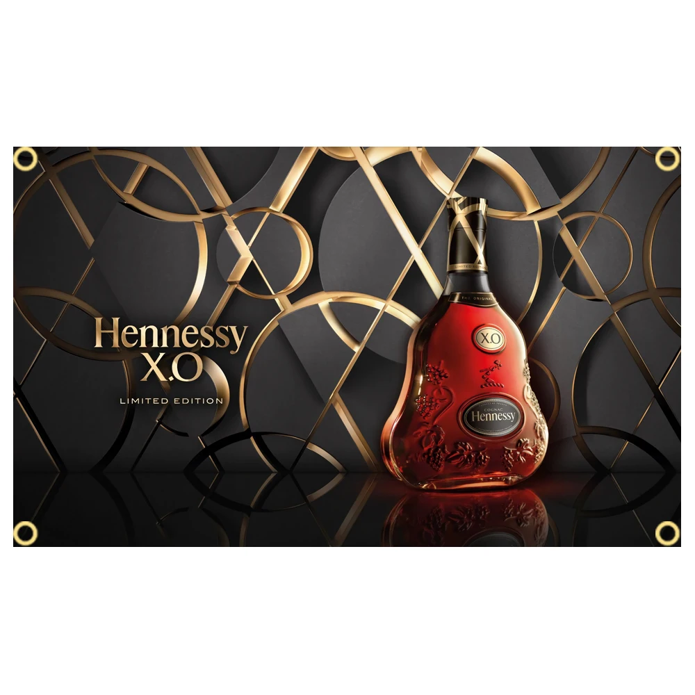 thumbnail image 1 of Cortina de poliéster con estampado digital de cerveza con bandera de Hennessys de 2 x 3 pies y 3 x 5 pies para decoración, 1 of 5