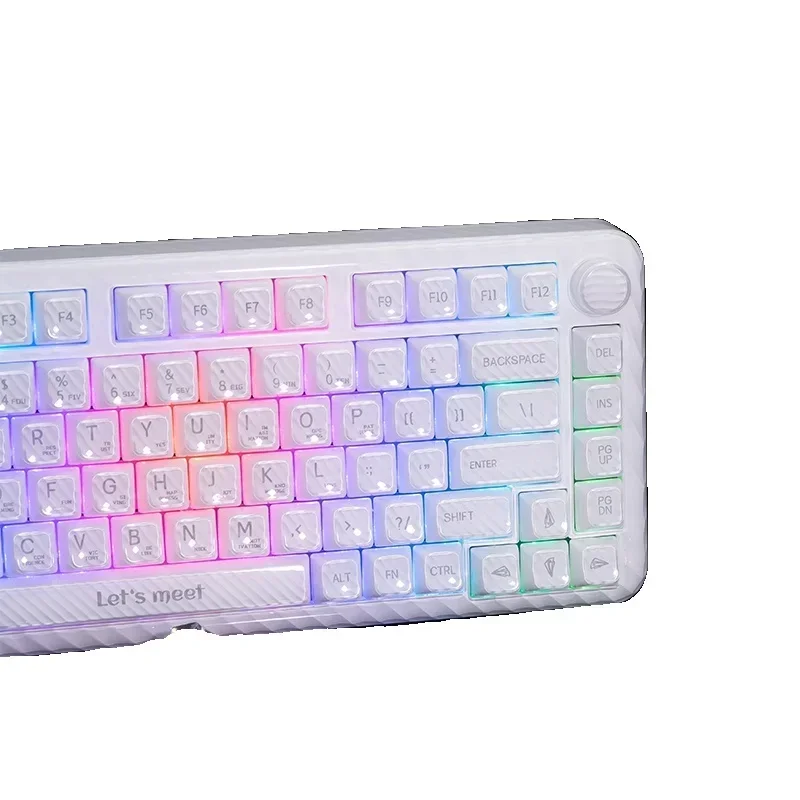 RGB 무선 기계식 키보드, 다기능 노브, 3 가지 모드, 핫 스왑 개스킷, PC 게이머 액세서리, Win, RX S75