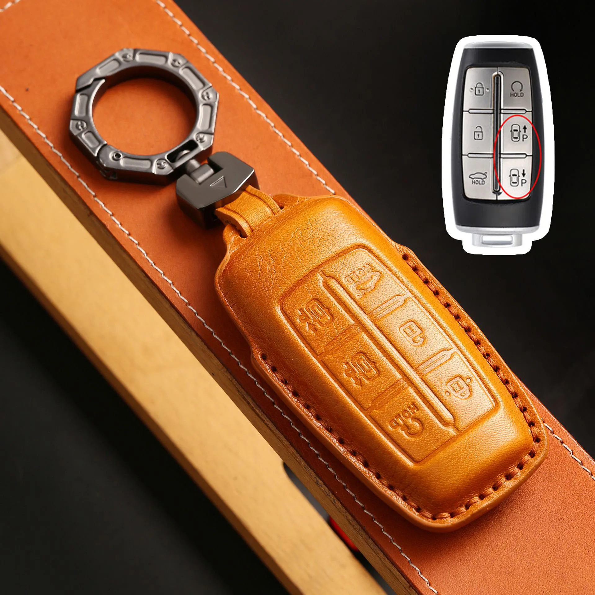8 Buttons Leather Key Fob Cover Fit For Genesis GV60 GV80 G70 G90 2025 2024 2023 Keychain Bc7e7a2f 1f05 4c96 Ba88 E75eb05318b0.40cc8e20cc9f2875a50e2f707ab6b9b5 - View #4