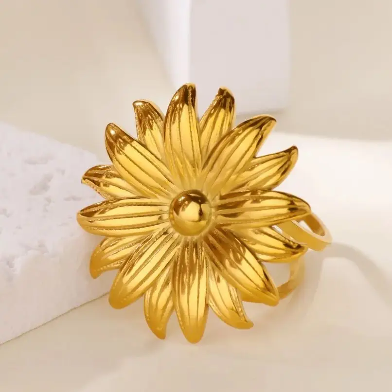 Stainless Steel Sunflower Rings