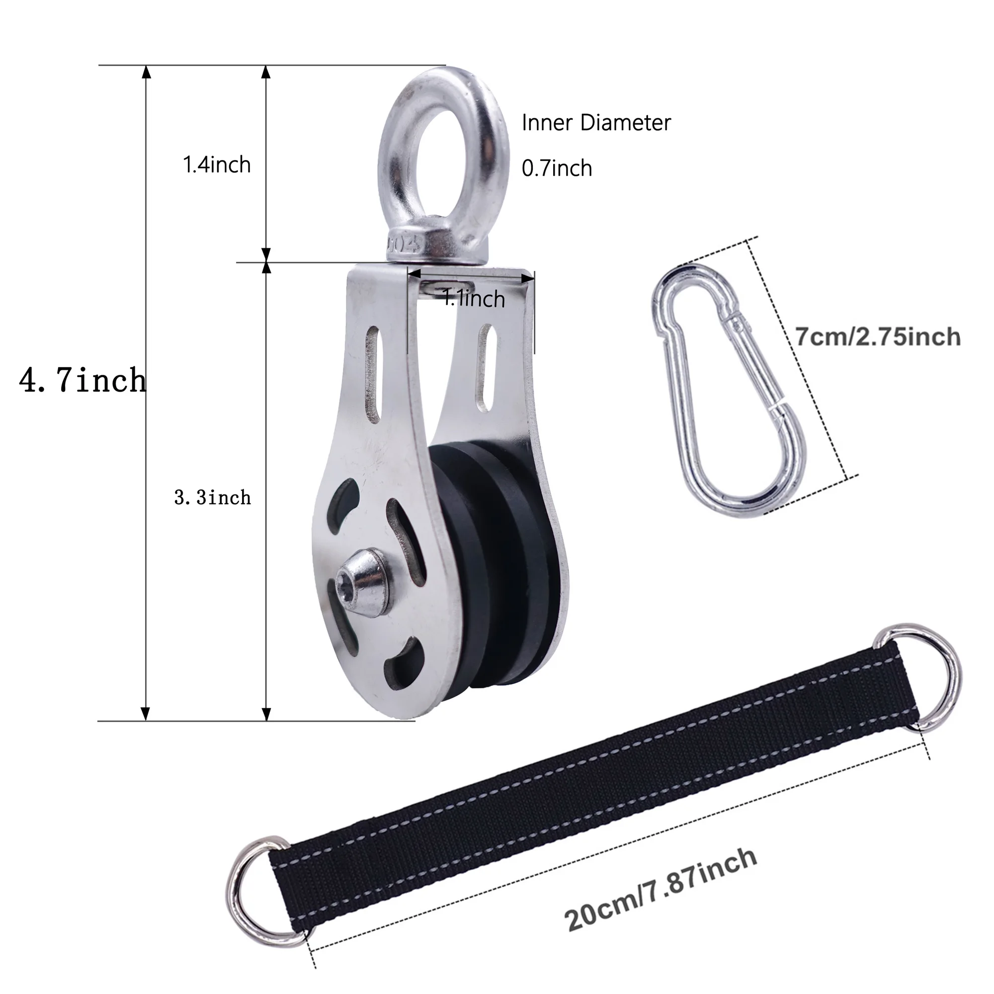 Fitness Cable Pulley Silent 360 Degree Rotation Stainless Steel Surface Smooth Durable Attachment for DIY Home Gym