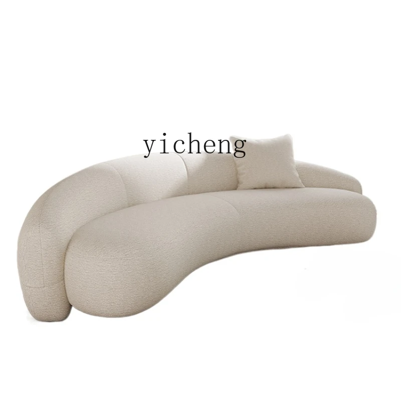 

ZC Nordic Lamb Wool Fabric Sofa Modern Minimalist Curved Model Room Living Room Sofa