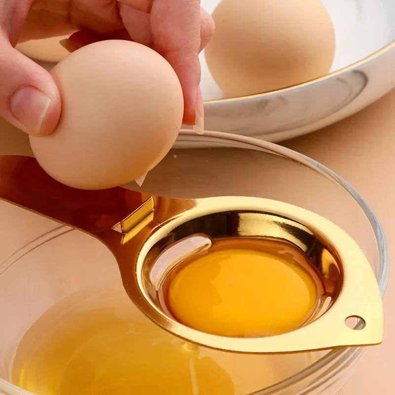 Stainless steel egg yolk and egg white separator, kitchen baking tool, long handle separator