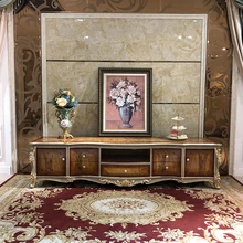  European style solid wood TV cabinet tea table furniture set combination living room TV background cabinet small house floor cab 