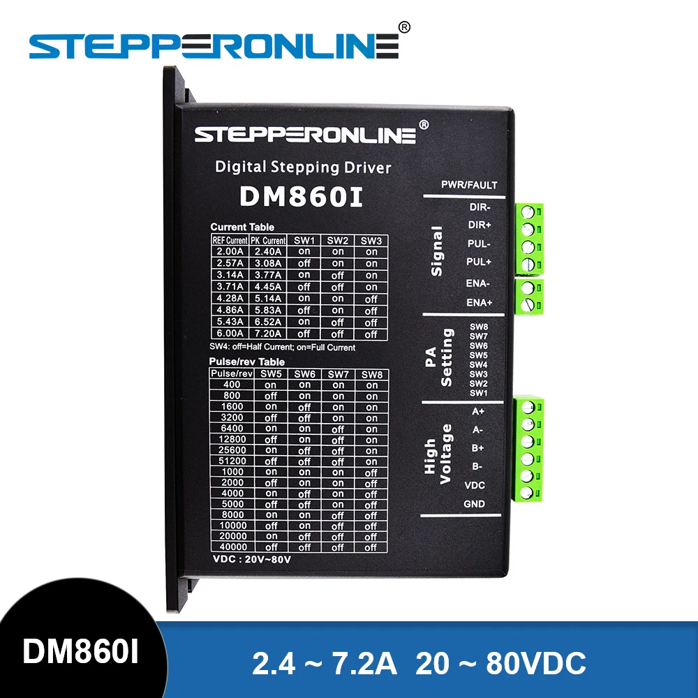 Stepperonline Dm860i Stepper Motor Driver 2080vdc 2.47.2a para Nema 34 Stepping Motor Controller Máquina de Gravura Cnc