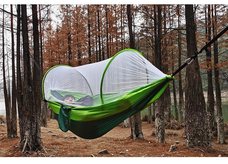 Mosquitera antimosquitos Hamaca Camping al aire libre Apertura automática  De velocidad Protector solar antivuelco Single Double con mosquitera Hamaca  giratoria