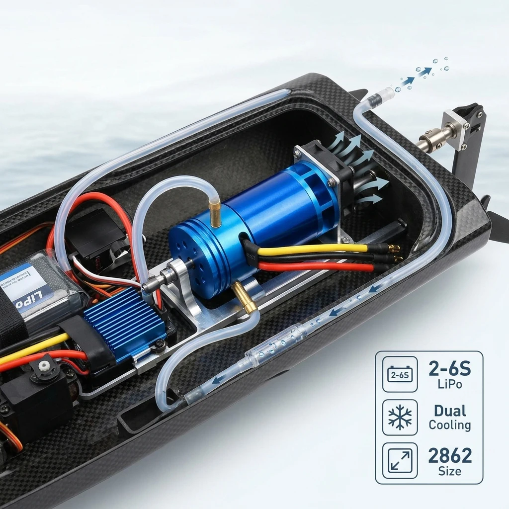 Moteur brushless RC 2862 1500KV/2200KV/2800KV avec refroidissement par eau