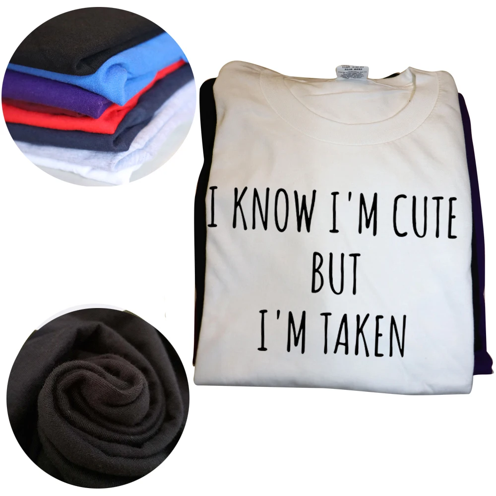 Lustiges T-Shirt mit Aufschrift „I Know Cute But Im Taken“, aus Baumwolle, Streetwear, kurzärmelig, Geburtstagsgeschenke, Sommer-Stil, Herrenbekleidung_voghion.com