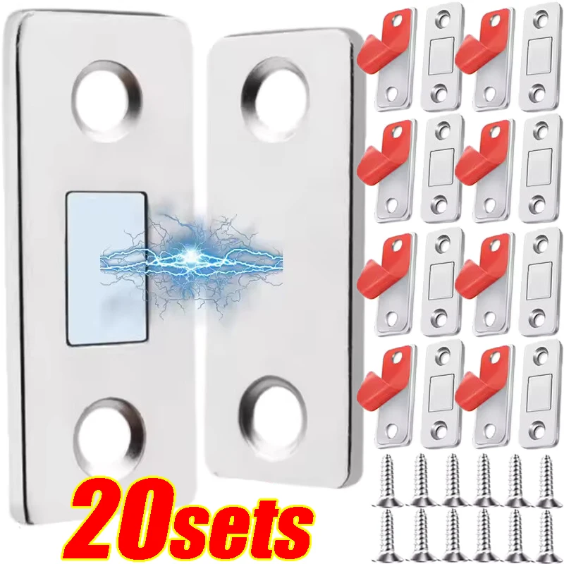 Ultra-Thin Door Magnets Stops Magnetic Cabinet Catches Adhesive 20/1Set for Furniture Closet Drawer with Screw