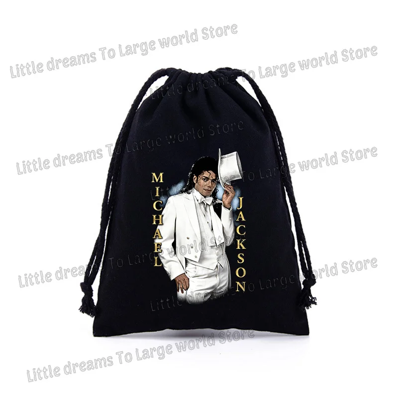 Michael Jackson Drawstring Bag Graphic Figure Print Pockets Gifts Bags Portable Jewelry Storage Pouches Men Women Packing Bags
