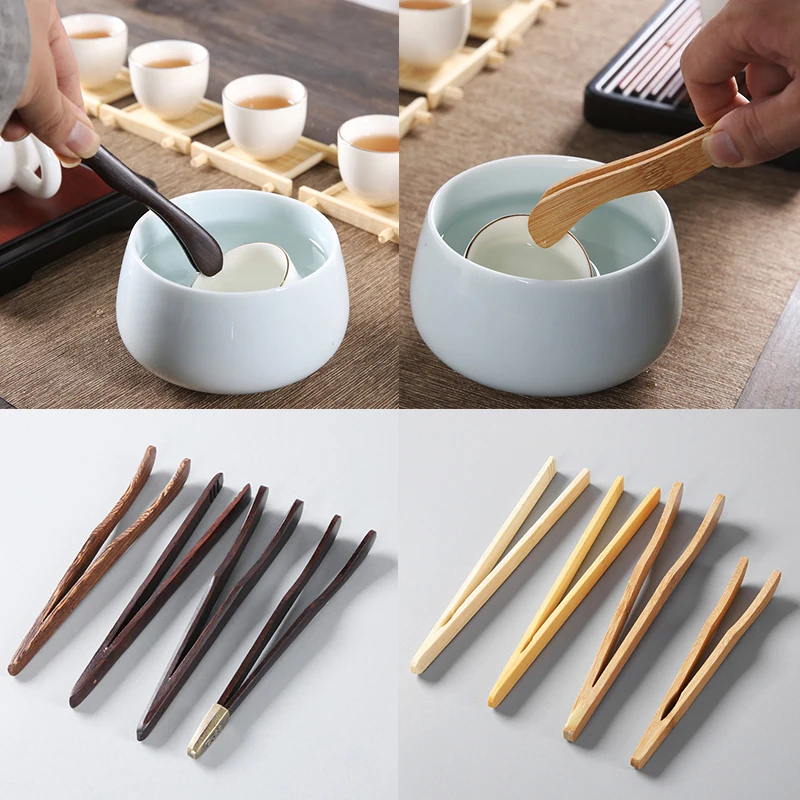 1 PC Hot Sale Wooden Tea Clip Bamboo Kitchen Salad Food Toast Tong Tweezer Bacon Sugar Ice Tea Utensil Teaware Accessories