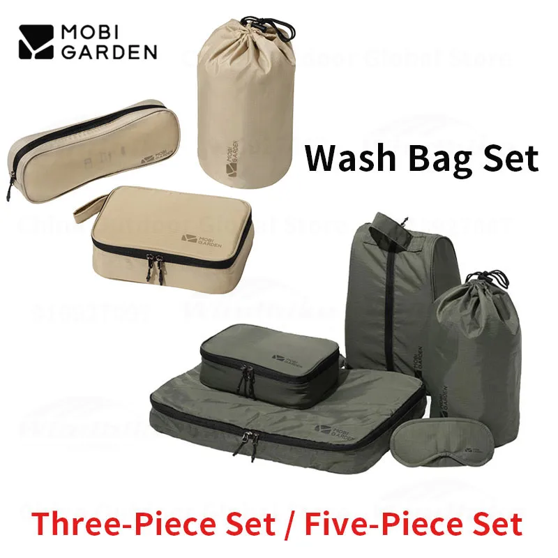 MOBI GARDEN Three/Five-Piece Set Wash Bag Set Outdoor Travel Business Underwear Shoes Storage Bag Suitcase Portable Makeup