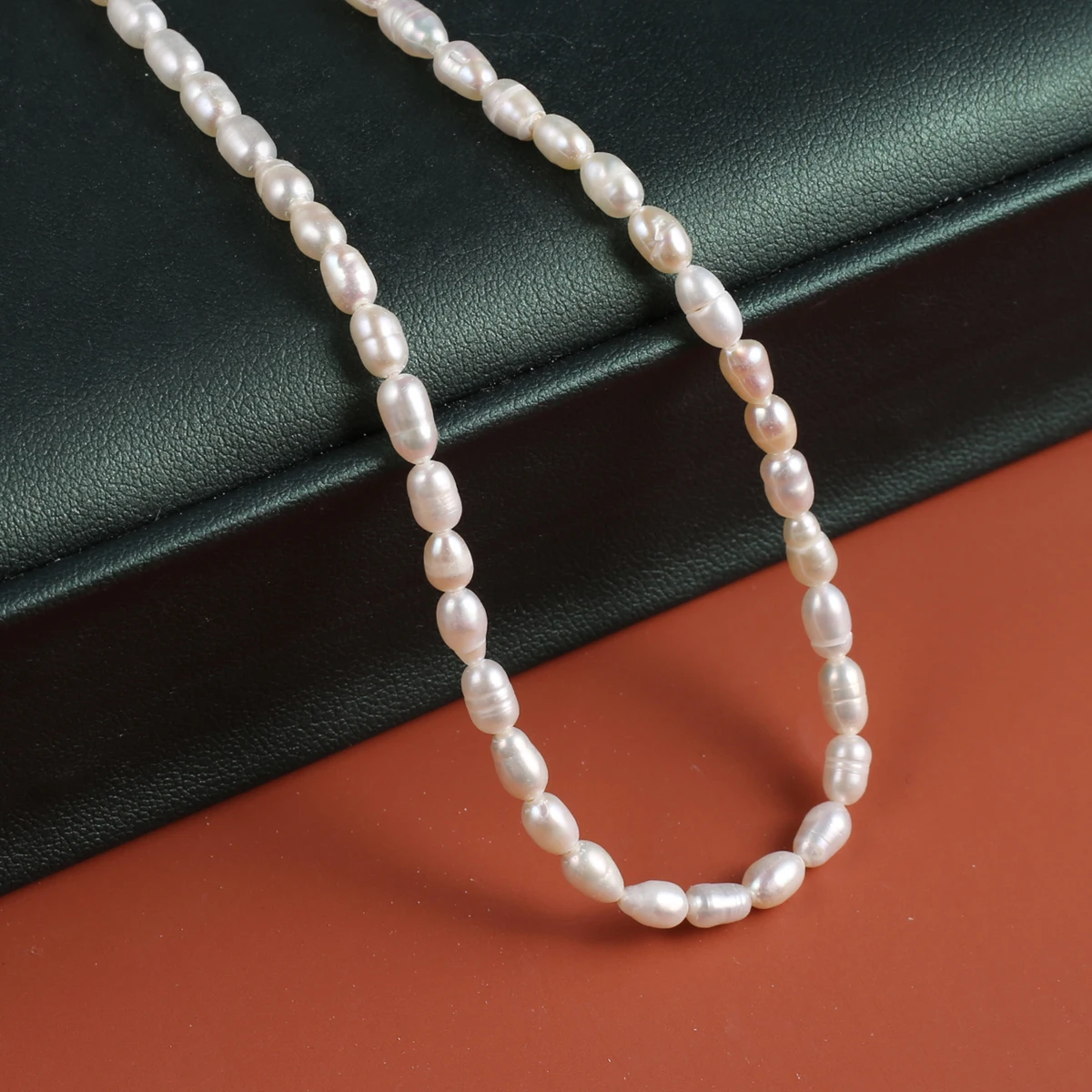 Natural Freshwater Pearl Rice Shaped Beaded 36cm Charm Jewelry Making DIY Necklace Bracelet Accessory Gift  3-3.5mm/36CM