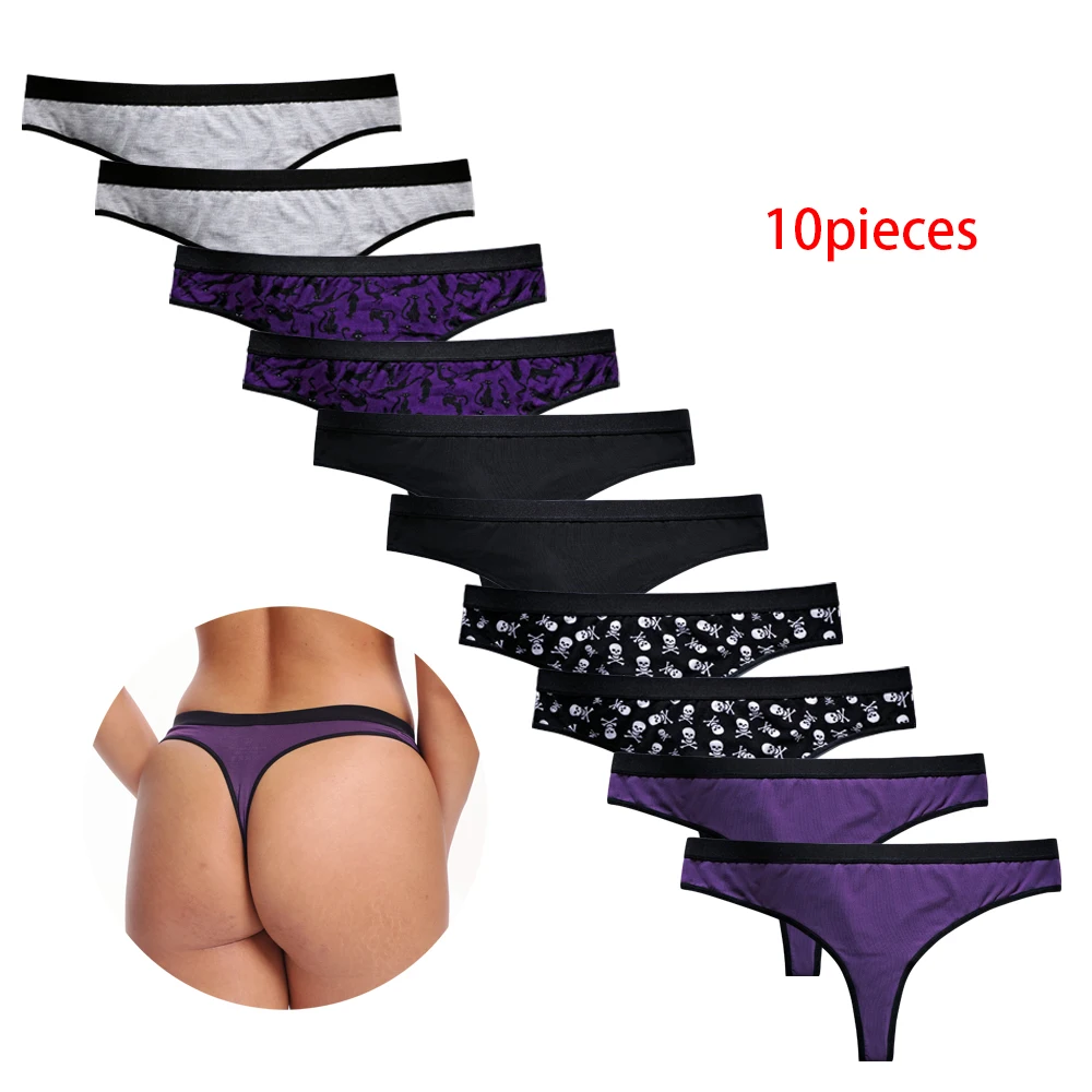 Women Lingerie 10pcs Set Sexy Thong Panties Soft Briefs High Waist Bikini Modal