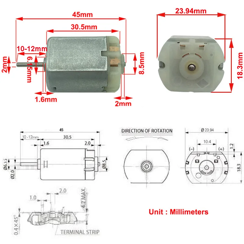 2pcs AZGIANT FC 280PC FC 280SC 22125 12mm Car Motor Rear View Mirror Car Door Lo