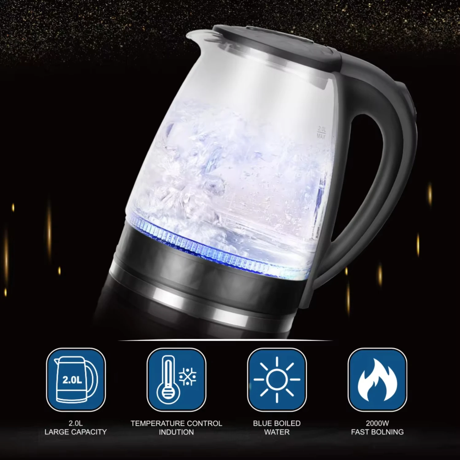2L  Glass Kettle With 2000W Kitchen Appliances Keep Warm   Boiling Tea Pot 110-220V Hot water kettle electric Tea infuser Xaomi 2