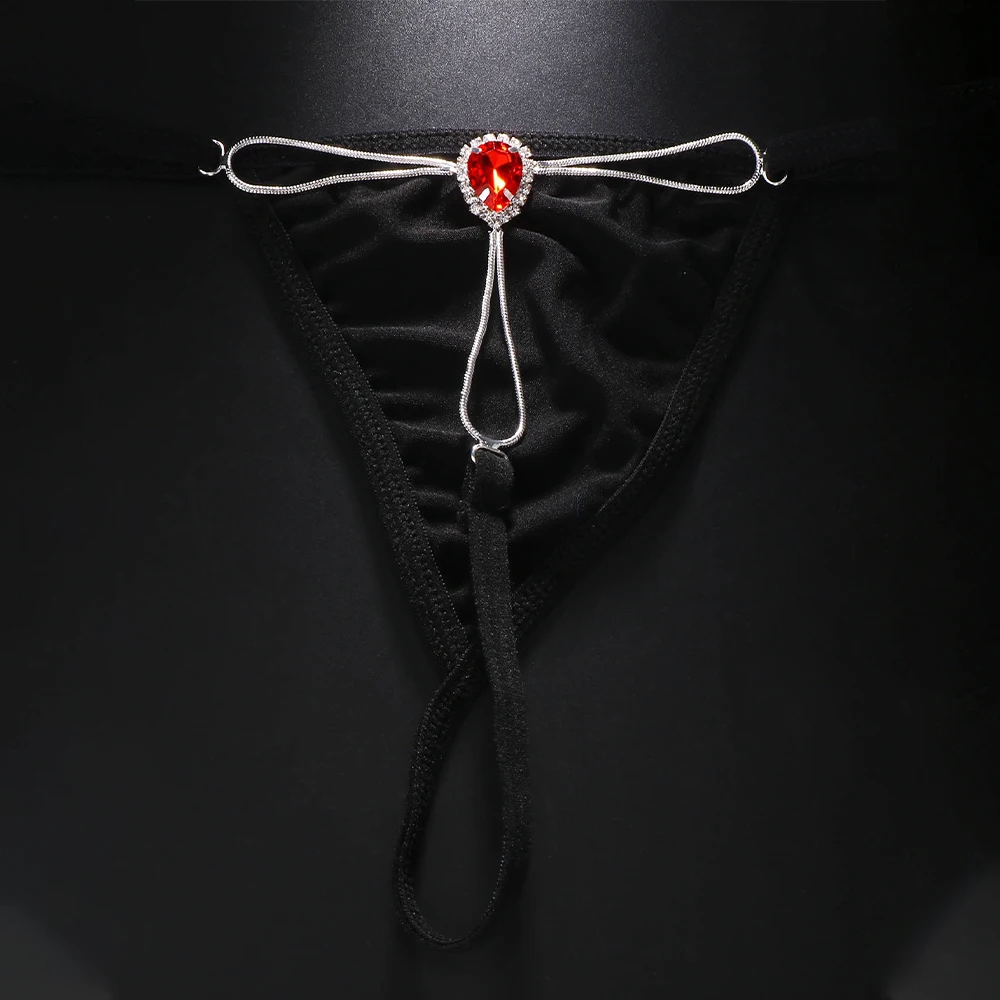 Fashion Red Teardrop Panties Lingerie for Women Free Shipping Rhinestone Sexy  Thong Bikini Swimsuit Bodysuit Waist