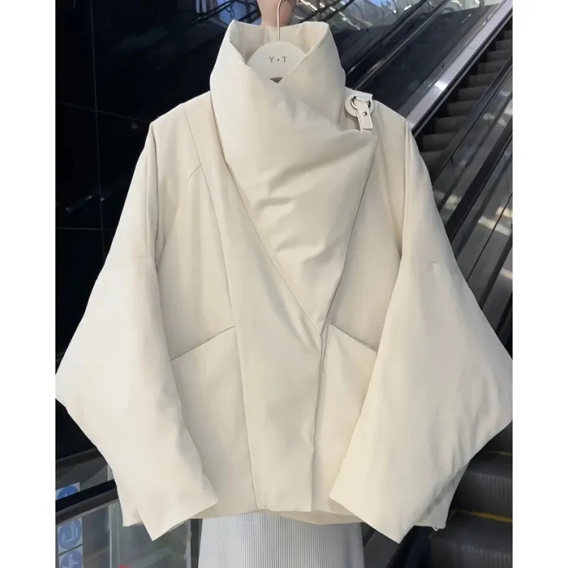 Short Large Lapel Cotton-Padded Jacket Women's Overcoat Autumn Winter 2026 New High-End Loose Warm Chic Bread Clothing Coat