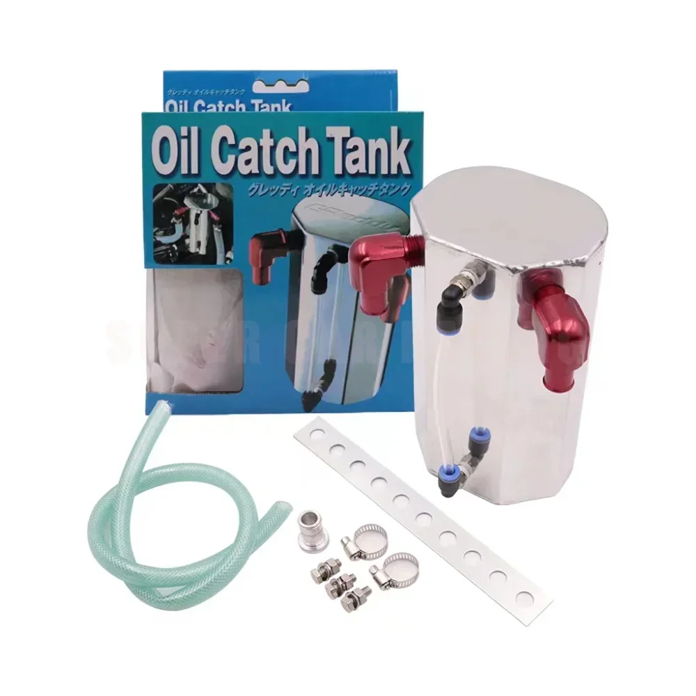 Universal JDM Car Oil Catch Can Aluminum With Greddy Oil Trap Reservoir Fuel Catch Tank With Breather Hole Car Accessories
