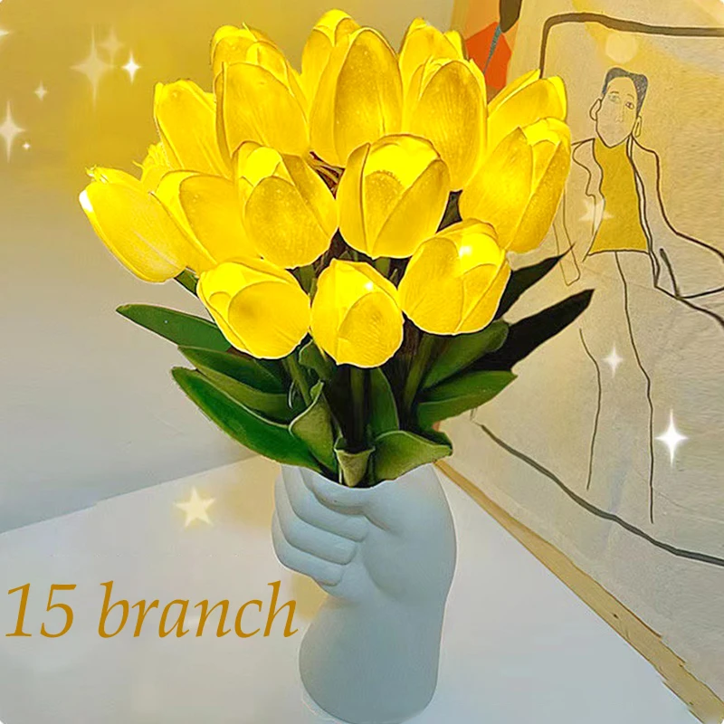 Lámpara LED con forma de tulipán para banquete, tulipanes creativos y  luminosos, luces de flores artificiales, accesorios para fotos, decoración  de cabecera, hogar y boda| | - AliExpress
