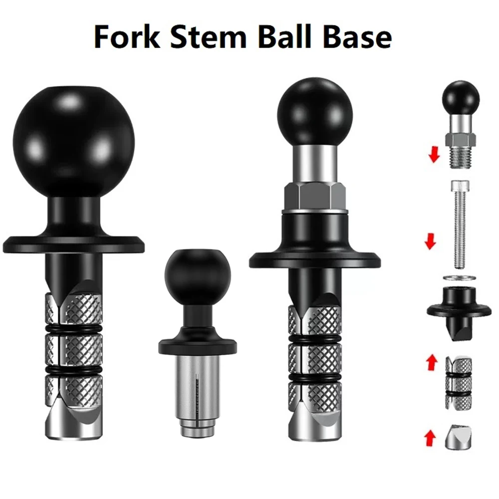 Metal Motorcycle Bike Mount Black Fork Stem Base with 17mm or 25mm