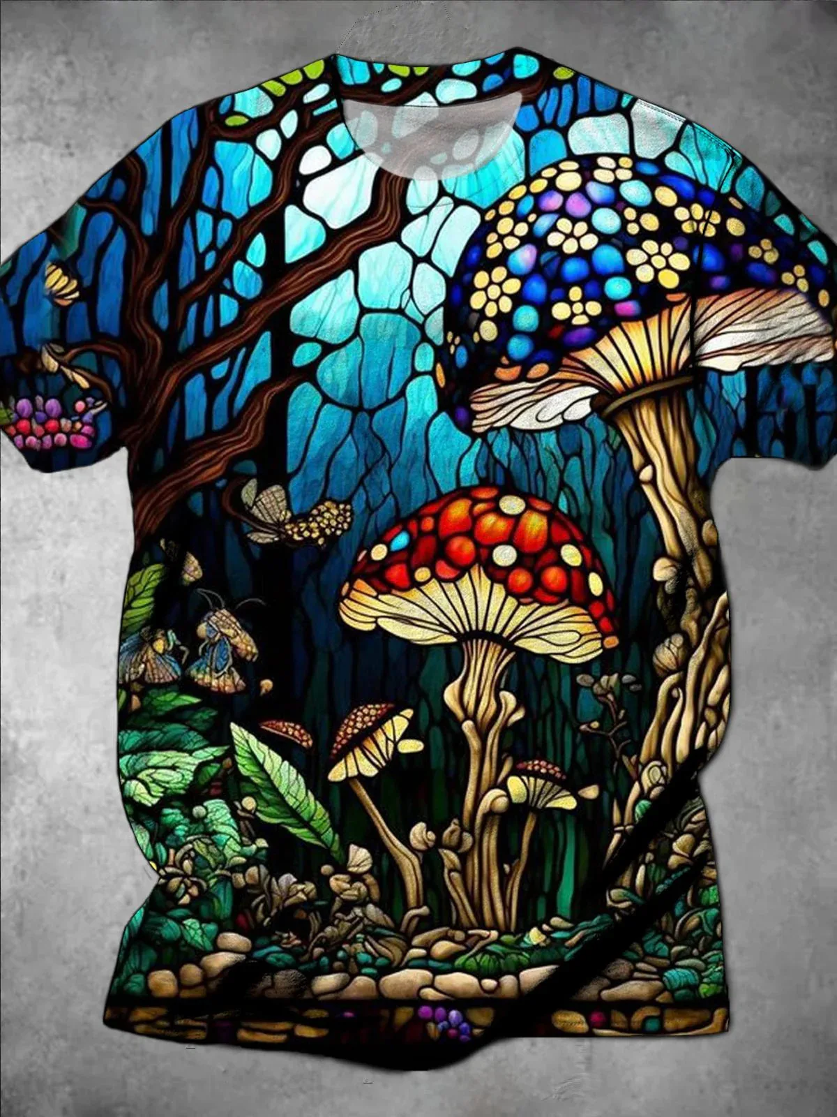 Mens Colorful Mushroom 3D Print Short Sleeve T Shirt