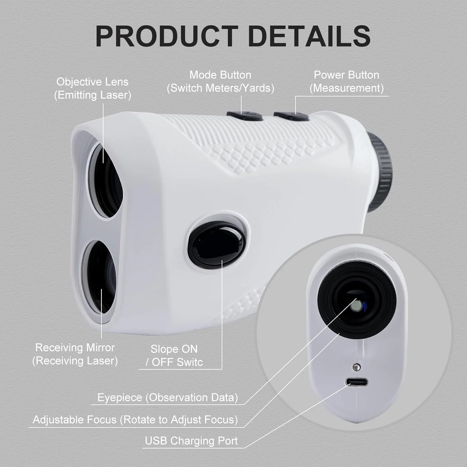 Golf Rangefinder 1200 Yards Laser Range Finder Golf Magnetic Strap 7X Magnification with High-Precision for Golfing & Hunting