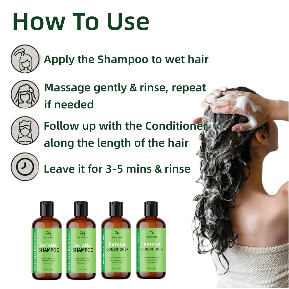 Sulfate Free Hair Loss Shampoo and Conditioner Raw Batana Oil Hair Growth Unrefined Promotes thickness Men & Women