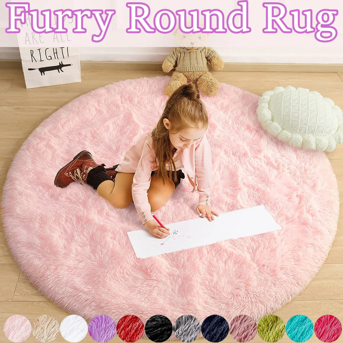 Shaggy Rugs 11color Round Fluffy Furry Circular 60-160CM For Bedroom Kid Room Teen's Room Nursery Room