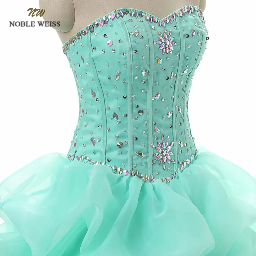 Ball Gown Quinceanera Dresses for 15 Years with Beaded Sweetheart Organza with Beads Crystal Sequined Formal Dress