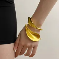 Exaggerated Metal Leaf-shaped Flower Bracelets Bangle for Women Men Hip-hop Trendy Party Heavy Jewelry Gifts 1