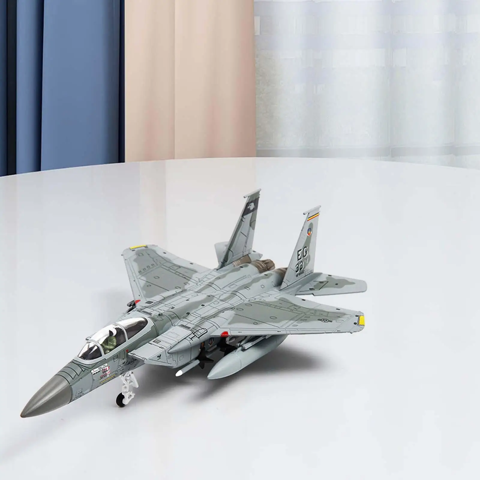 1/100 Simulation Diecast F-15 Fighter Plane Collection Aircraft Plane Model for Desktop Cabinet Bedroom Living Room Decoration