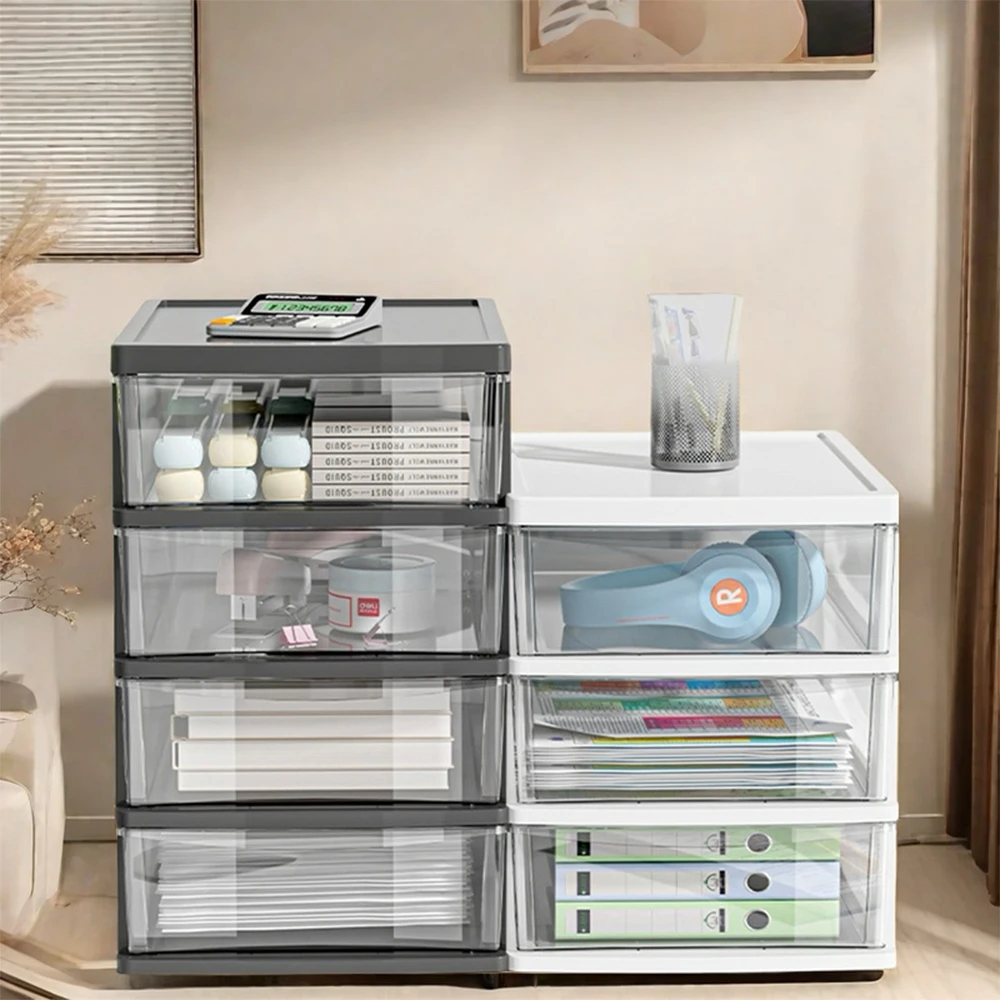 2-6 ชั้นขนาดเล็ก Desktop Storage กล่องลิ้นชักที่เพิ่มขึ้นตารางพลาสติกสํานักงานตู้สําหรับ Home เครื่องเขียน 1