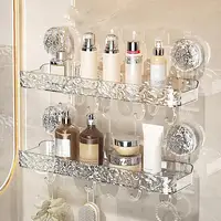 Sink Oaganizer Transparent Wall-mounted Punch-free Self-adhesive Shower Organizer Great Load Bearing Anti-slip Sink Oaganizer 1